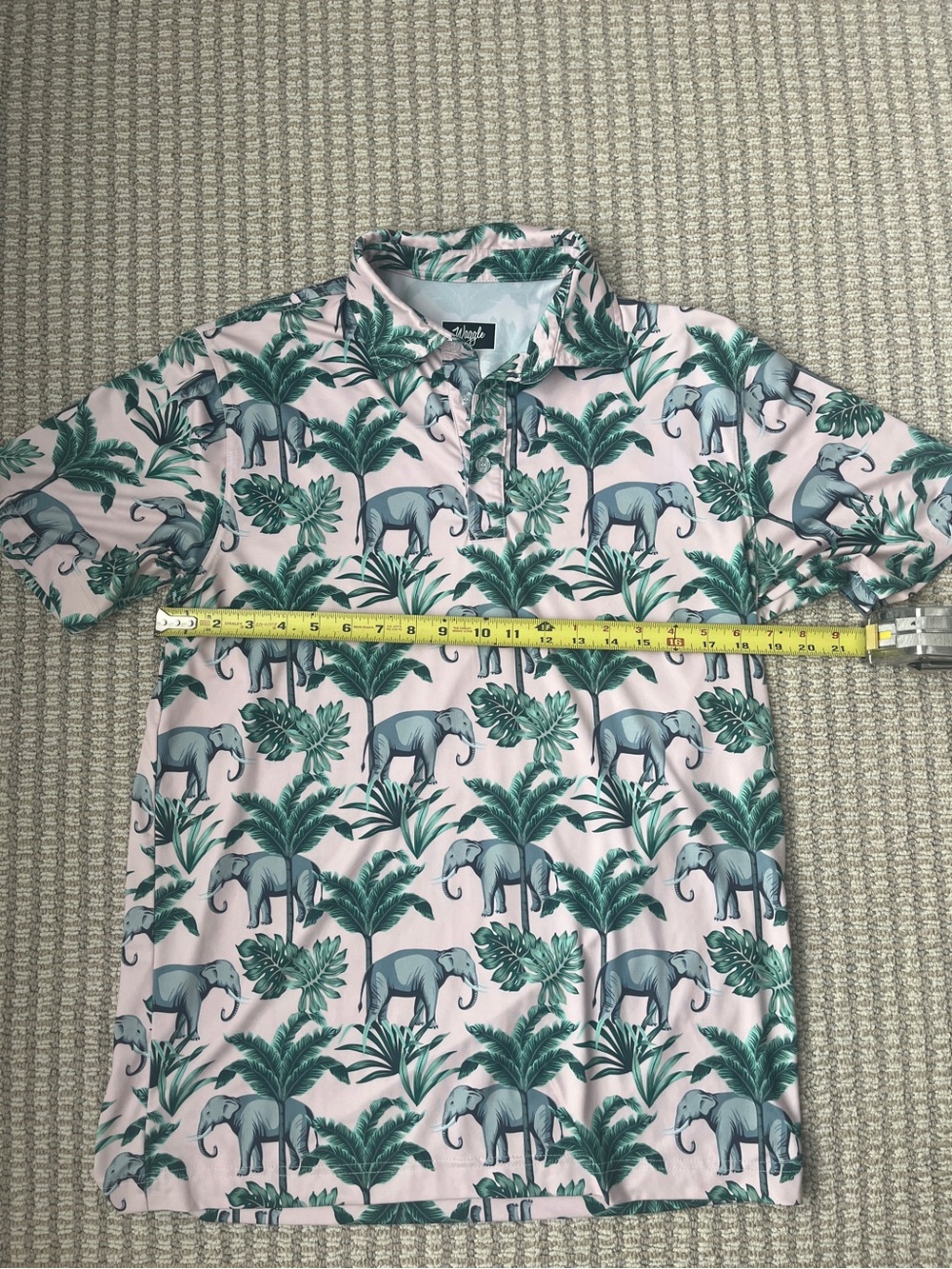 Waggle Golf Elephant All Over Print Performance Polo Size Medium - Picture 8 of 9